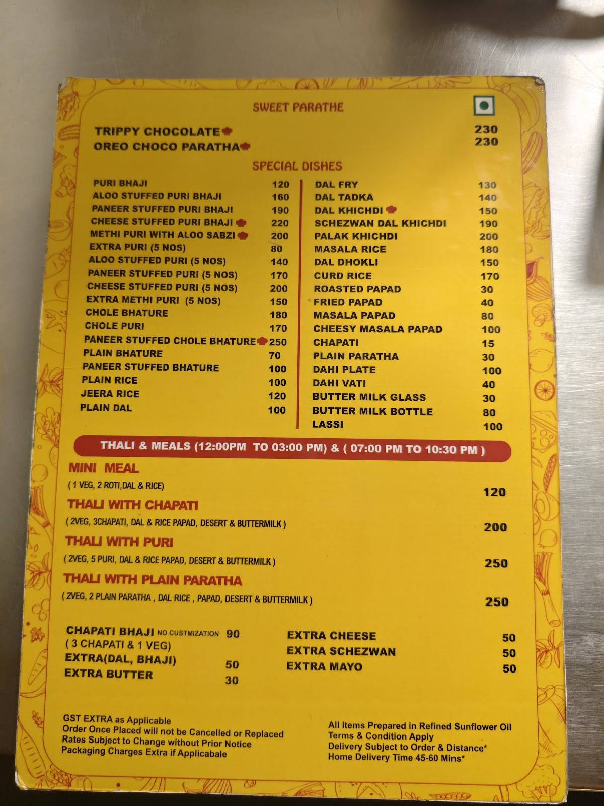 Hari Om Paratha House & Caterers menu