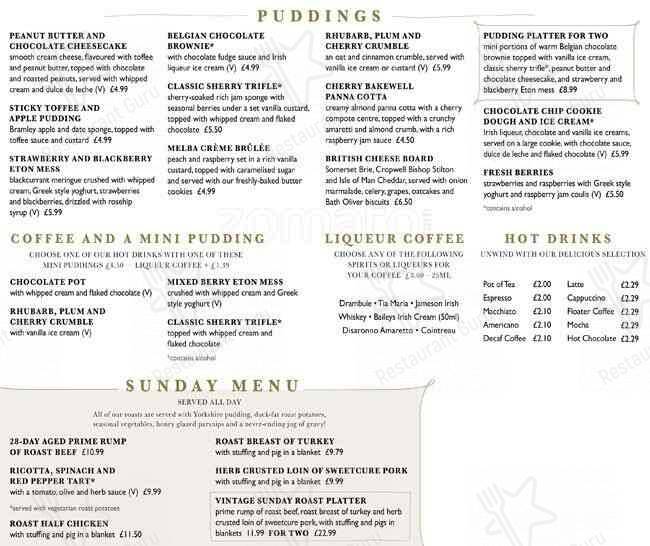 The Harrow Inn menu