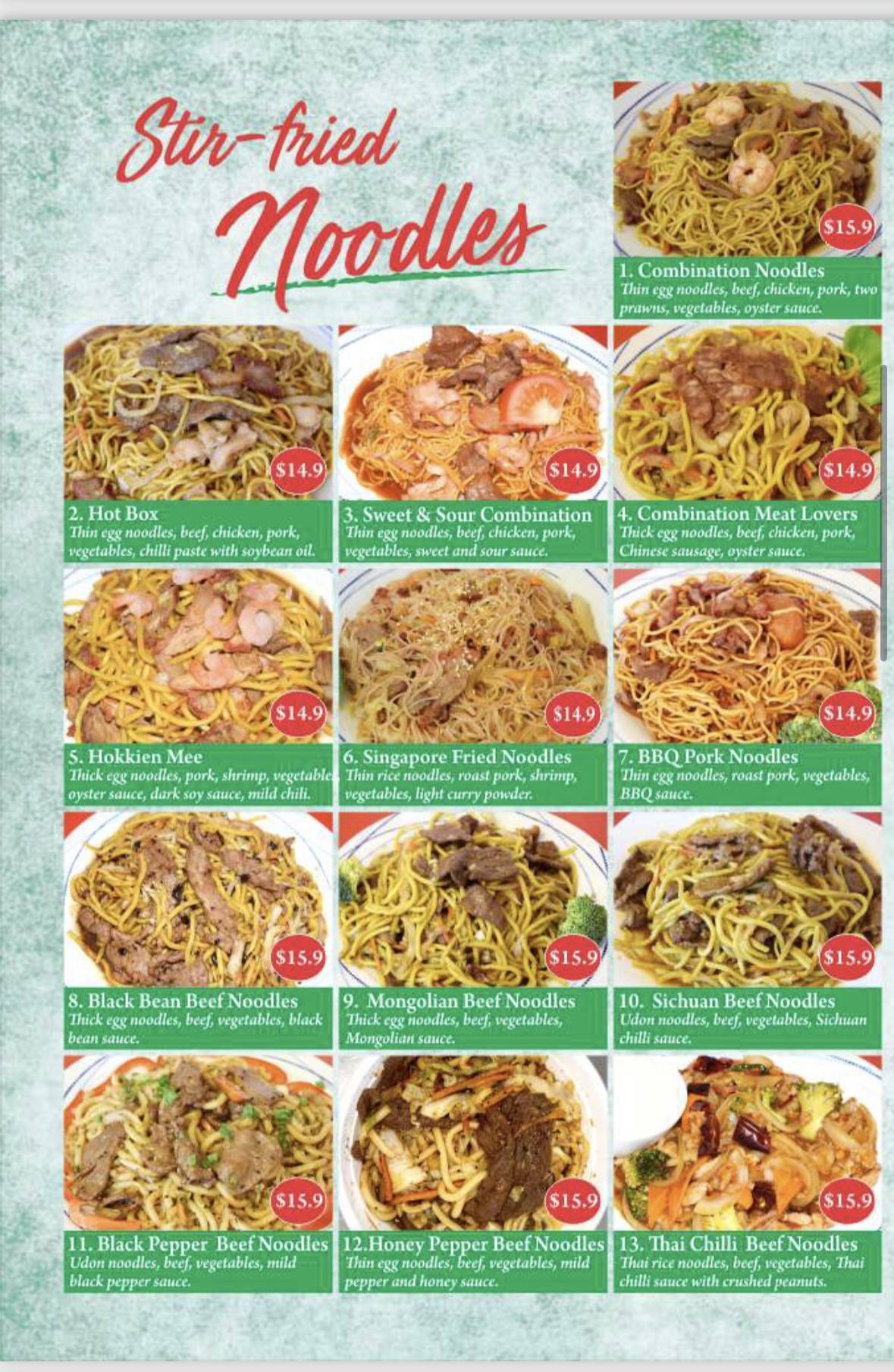 Menu at Healthy Noodle Kingaroy fast food, Kingaroy
