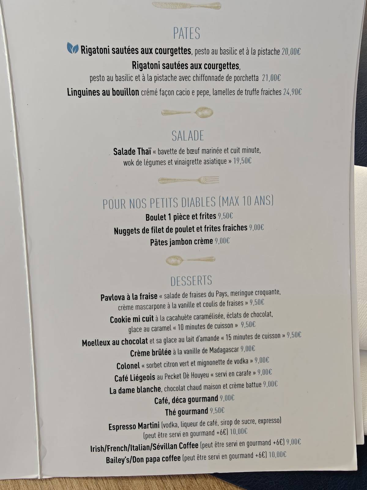 Menu de Chez M