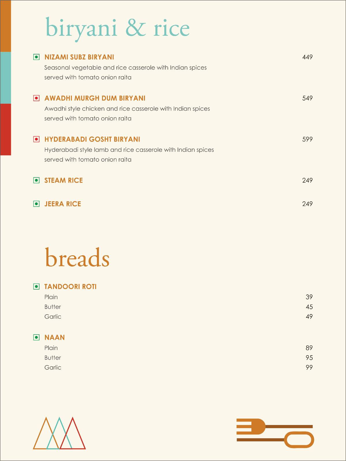Himalayan Roots menu