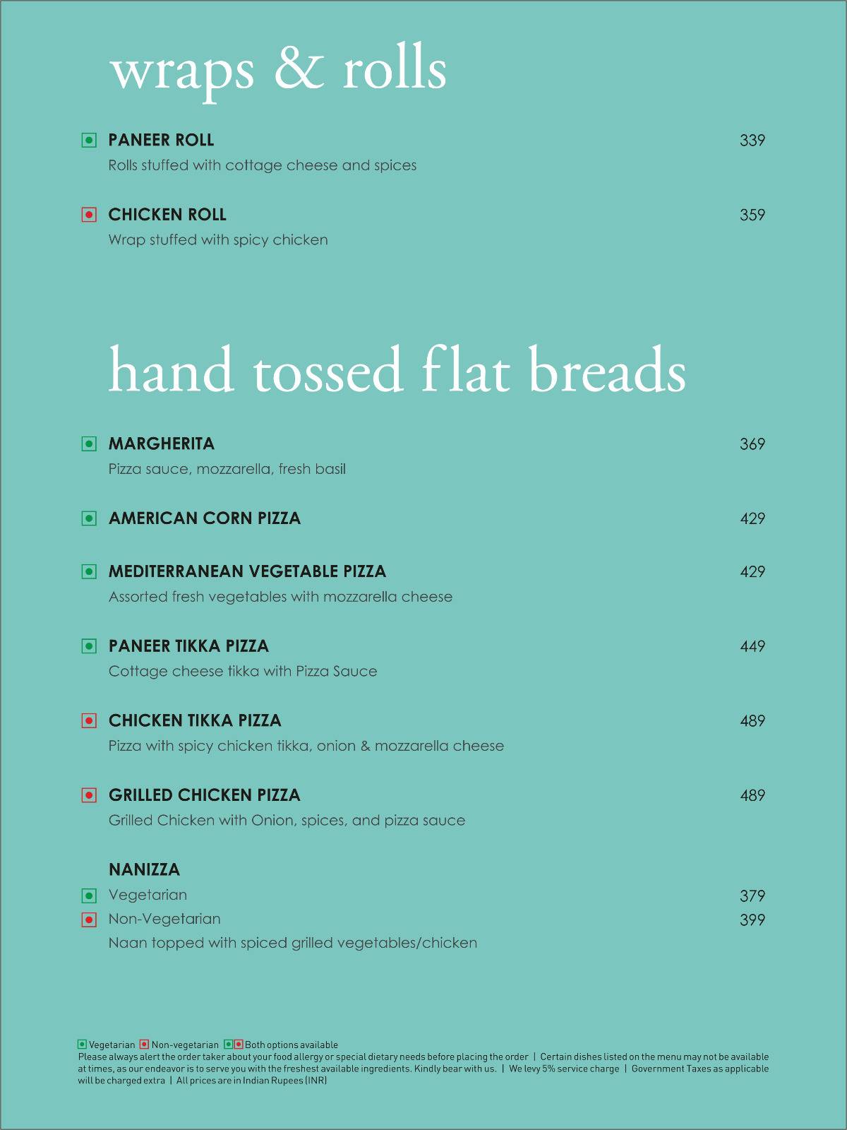 Himalayan Roots menu