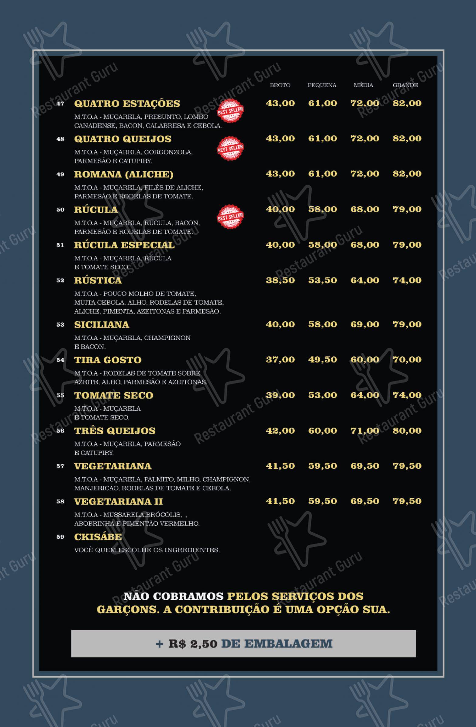 Hippo Pizza em Assis - Menu