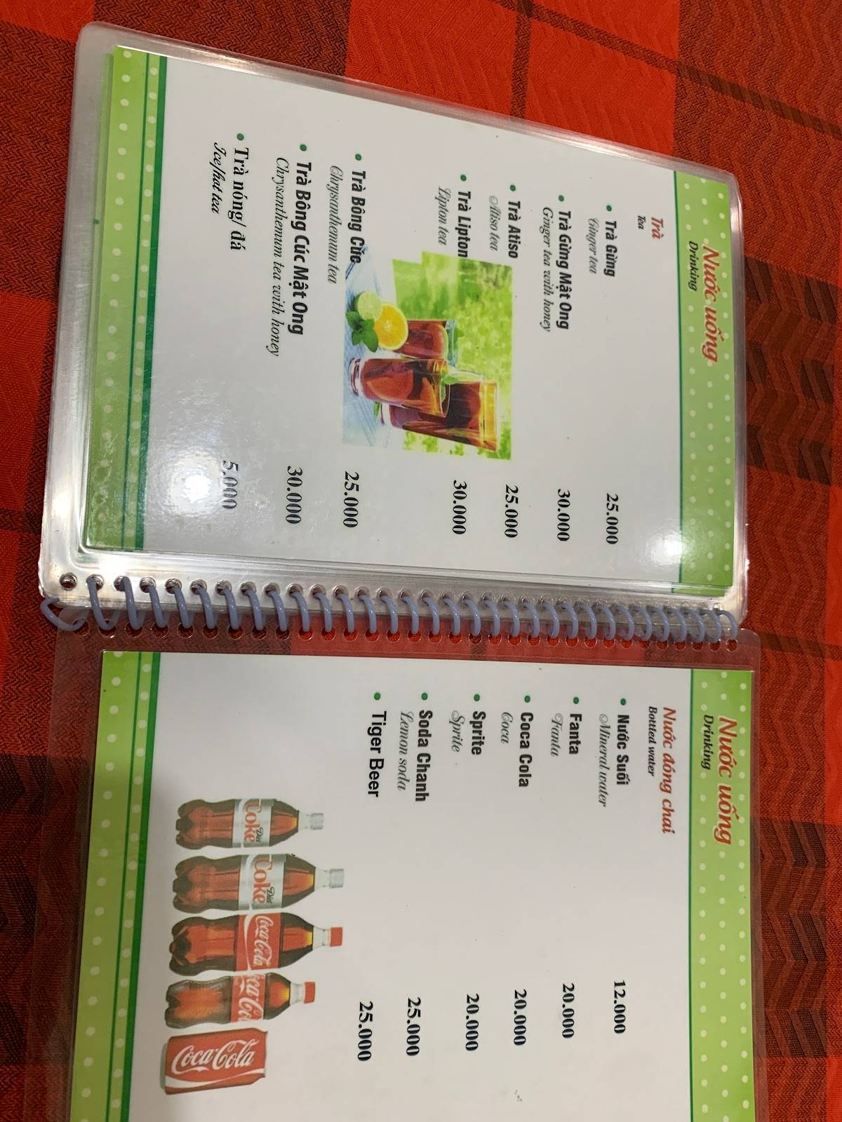Menu at CHAY MẦM XANH restaurant, Ho Chi Minh City