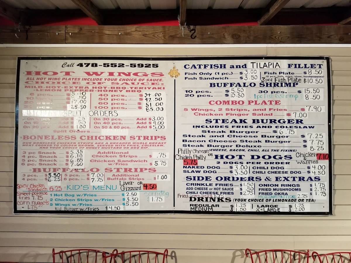 Menu at Hot Wings & Things restaurant, Sandersville