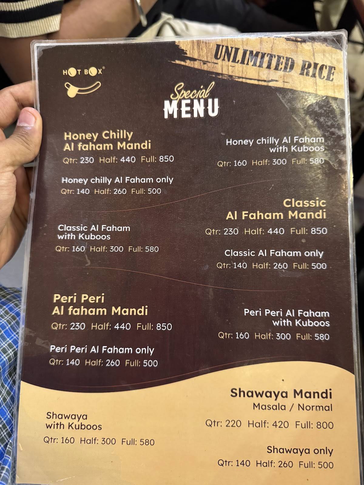 Hotbox Kitchen menu