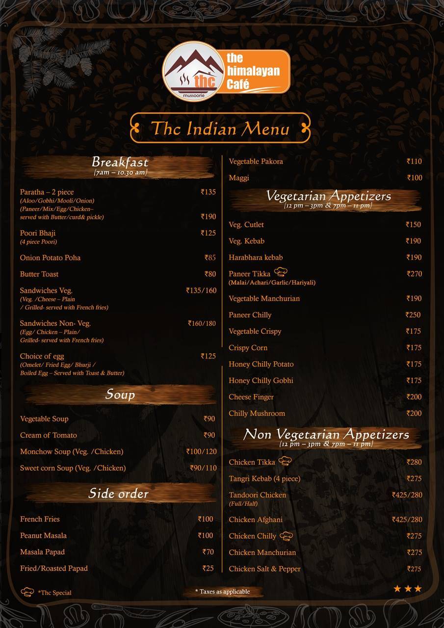 The Himalayan Cafe menu