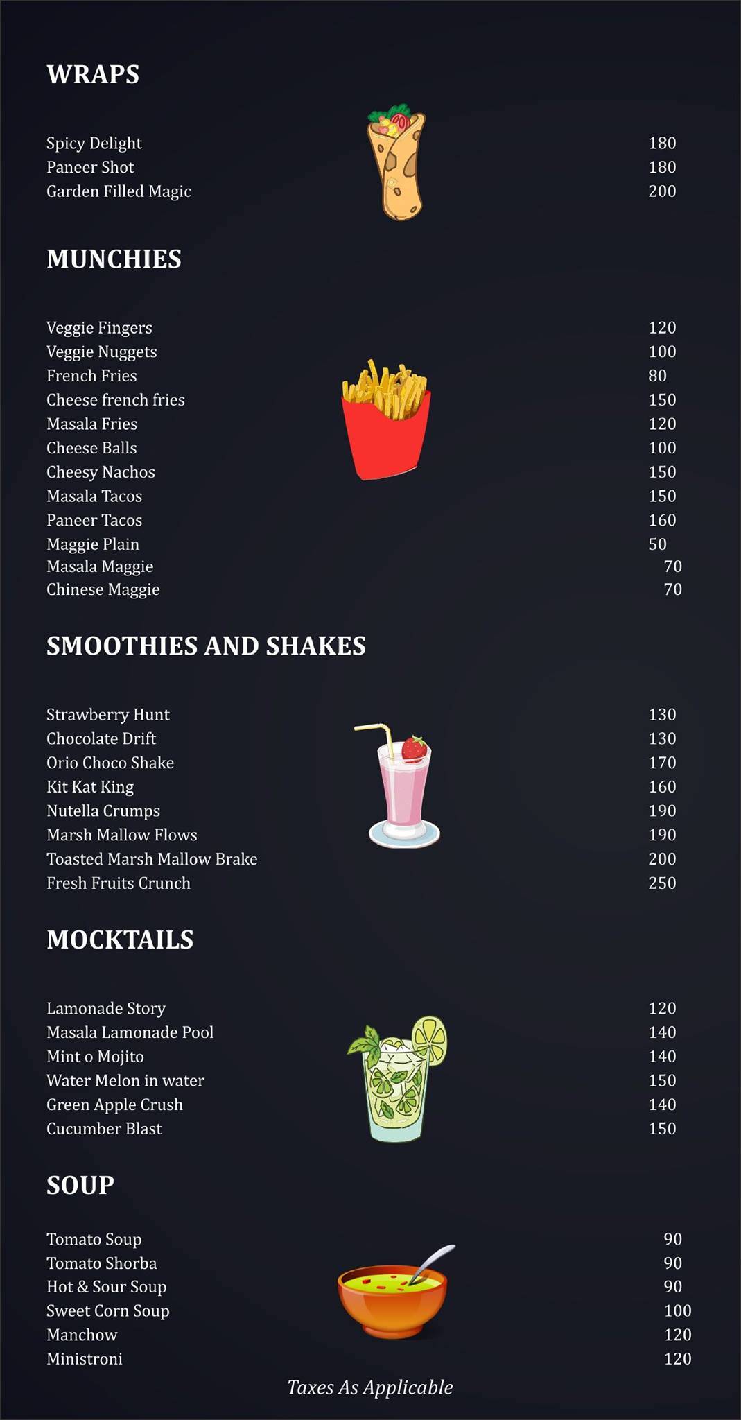 Hotel RR 62 menu