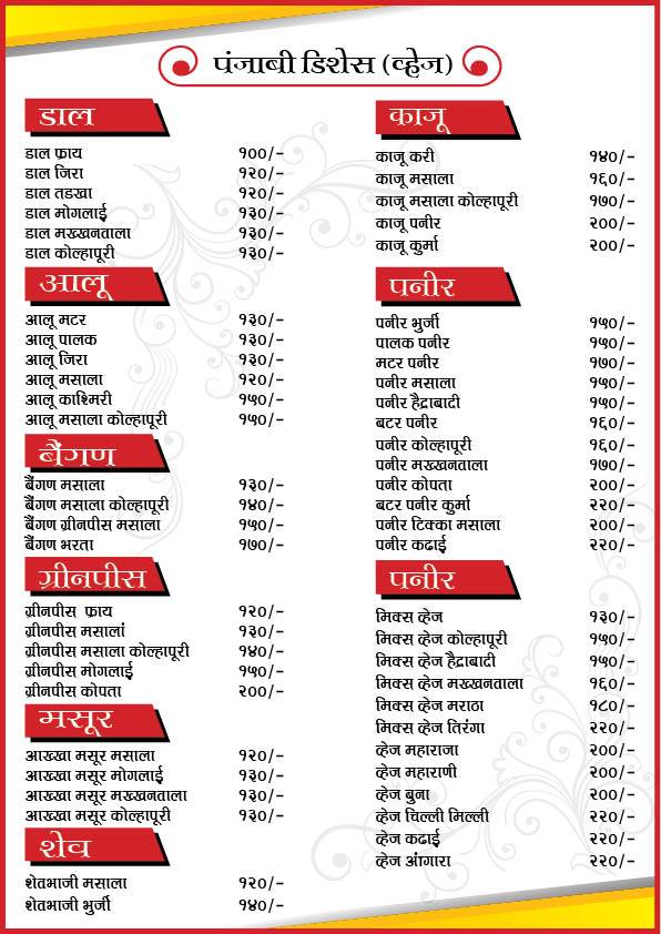 Hotel SHALINI Veg-Nonveg menu
