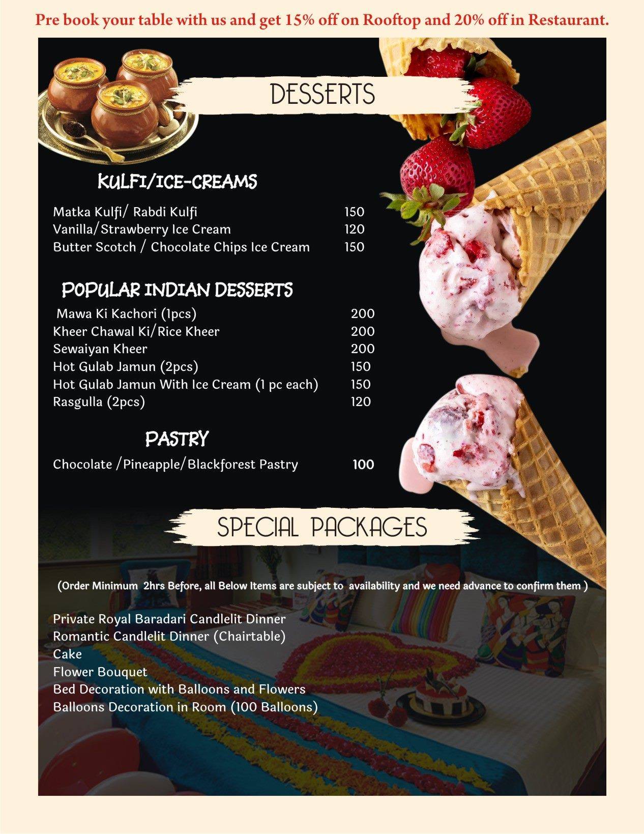 Hotel Sarang Palace - Boutique Stays & Candlelight Dining menu