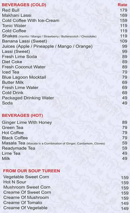 Hotel Sweet Dream menu