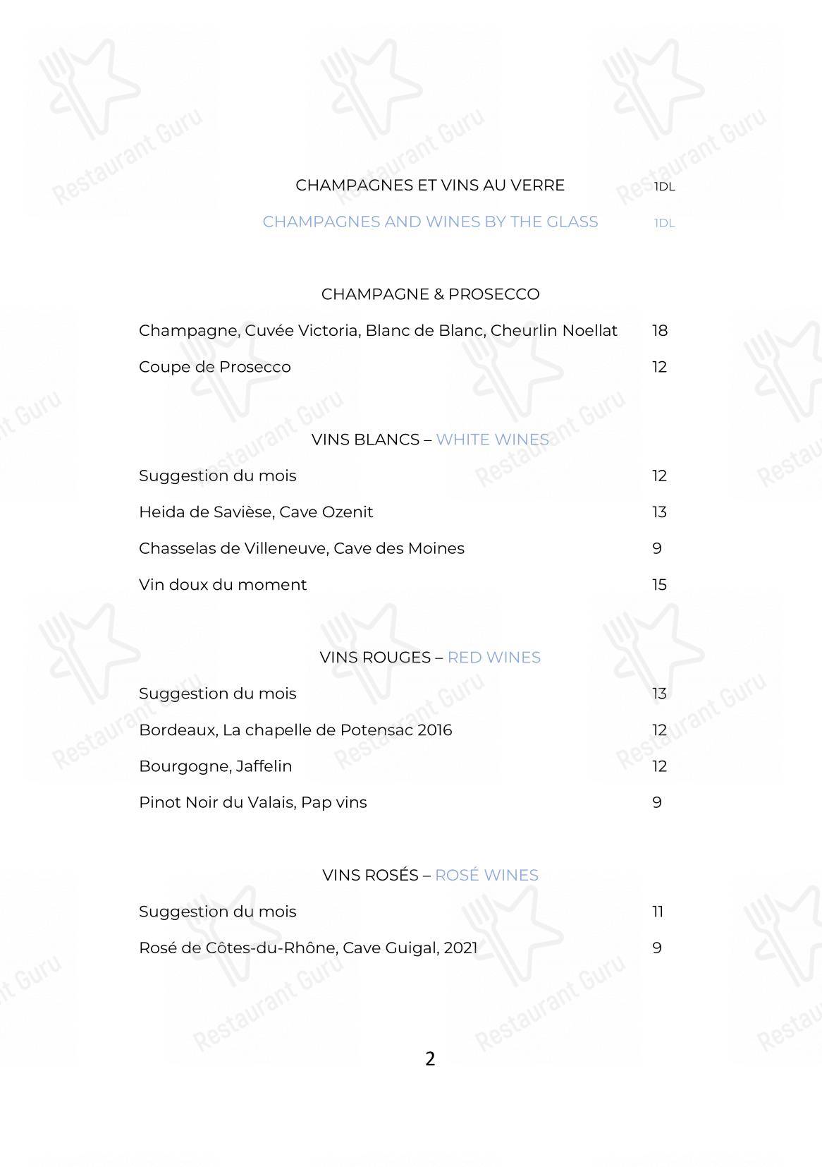 Menu di Victoria Glion - Ночное меню