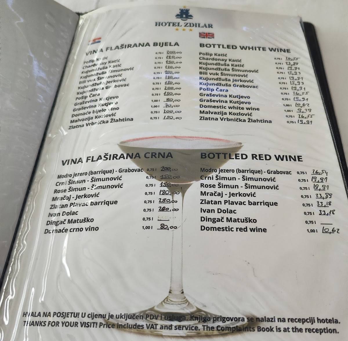 Menu di Hotel Zdilar 