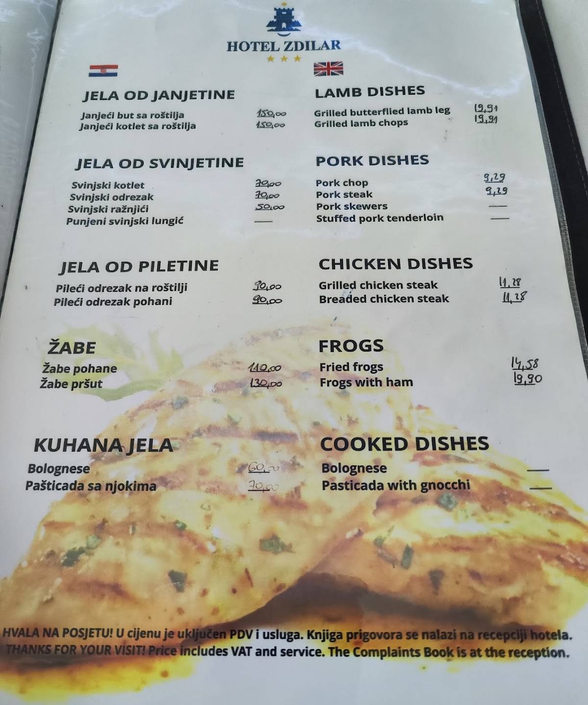Menu di Hotel Zdilar 