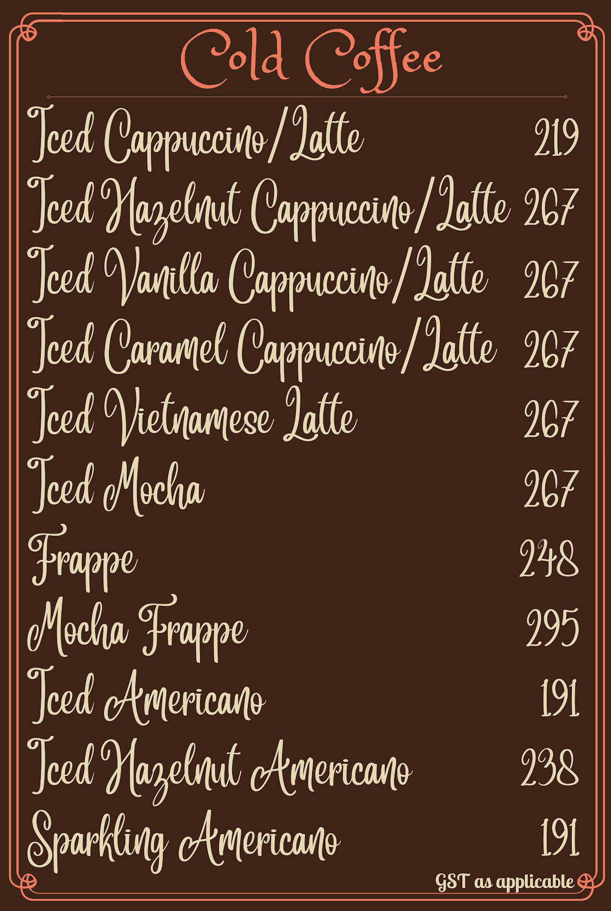 House of Truly (Sarath City Capital Mall) menu