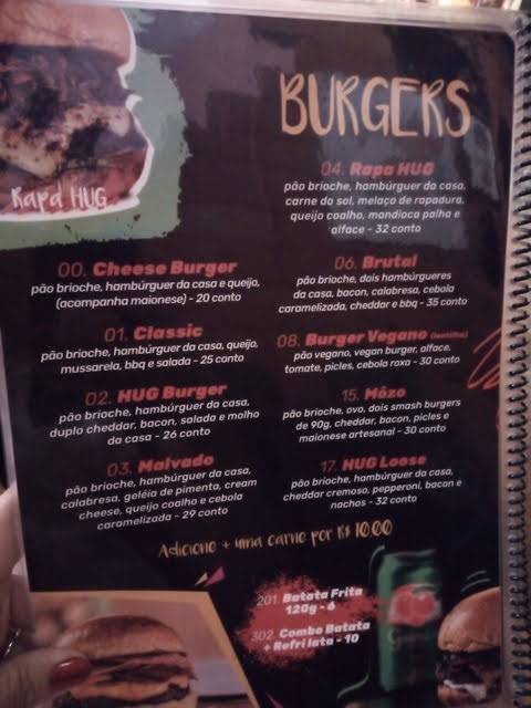 Hug Beer Burger cardápio