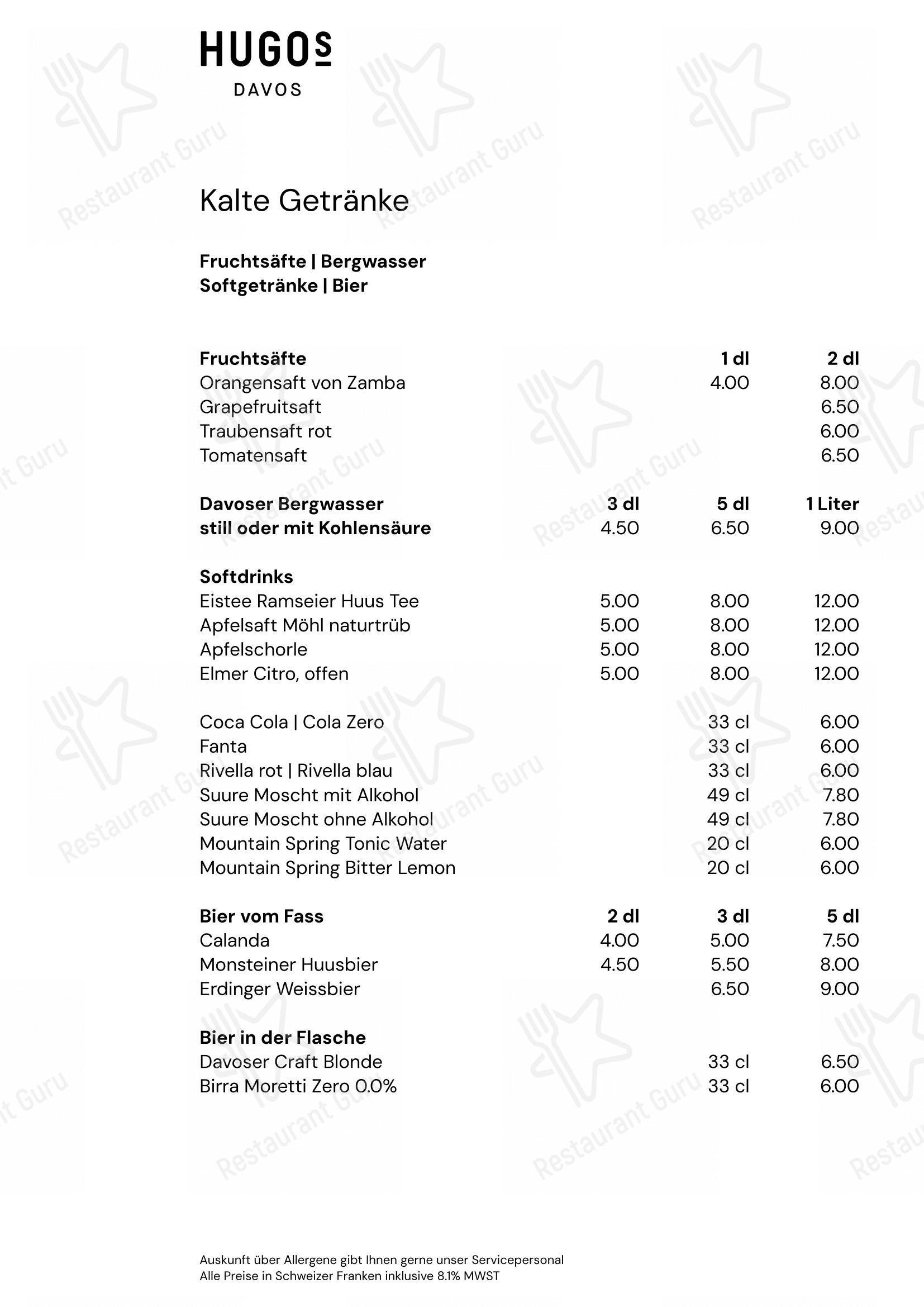 Menu di HUGO's Davos - Детское