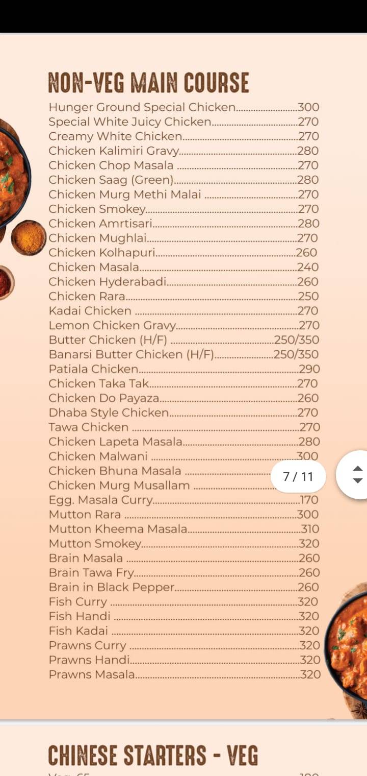 Hunger ground menu