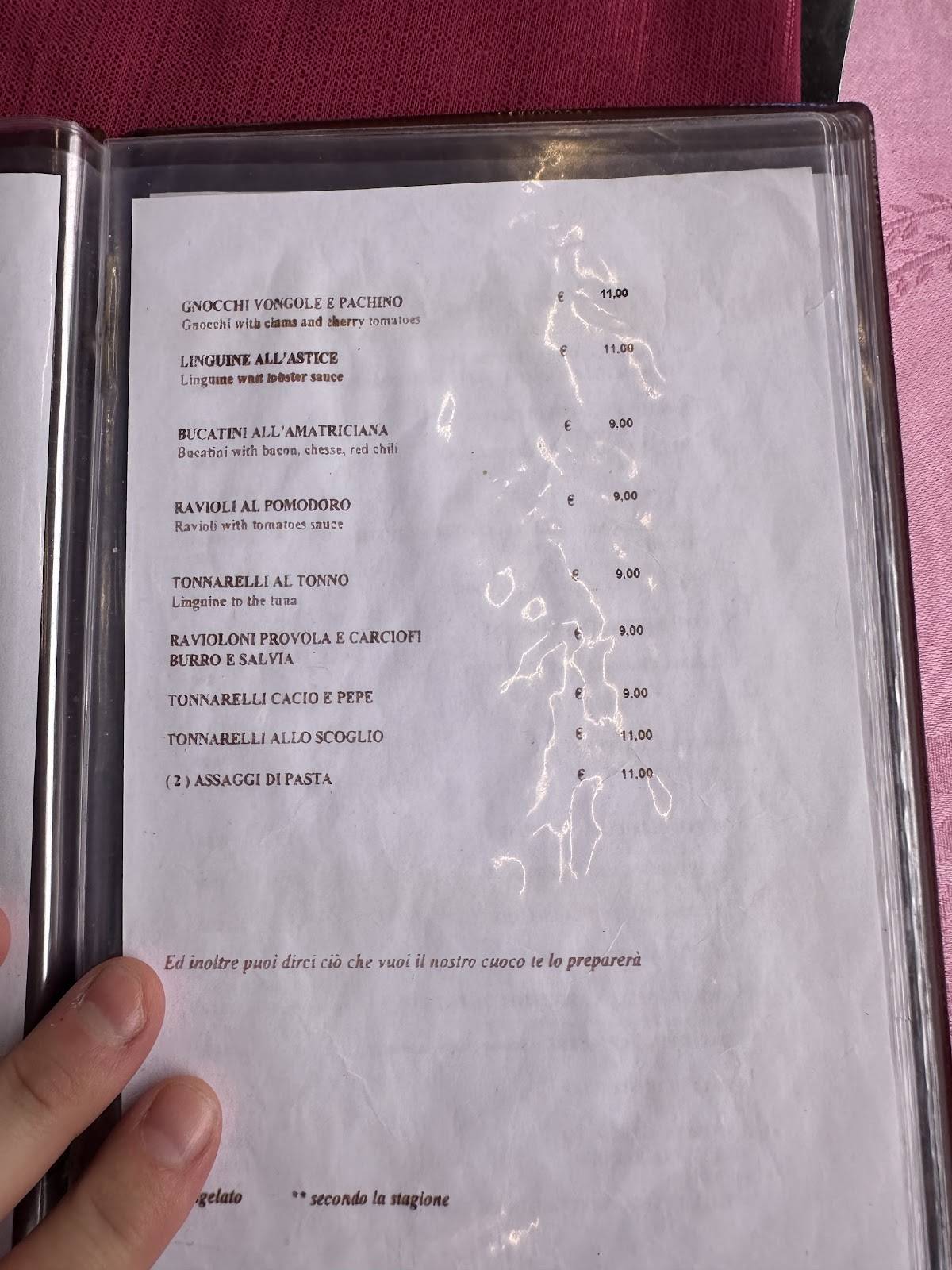 Menu di I Buoni Amici Roma 