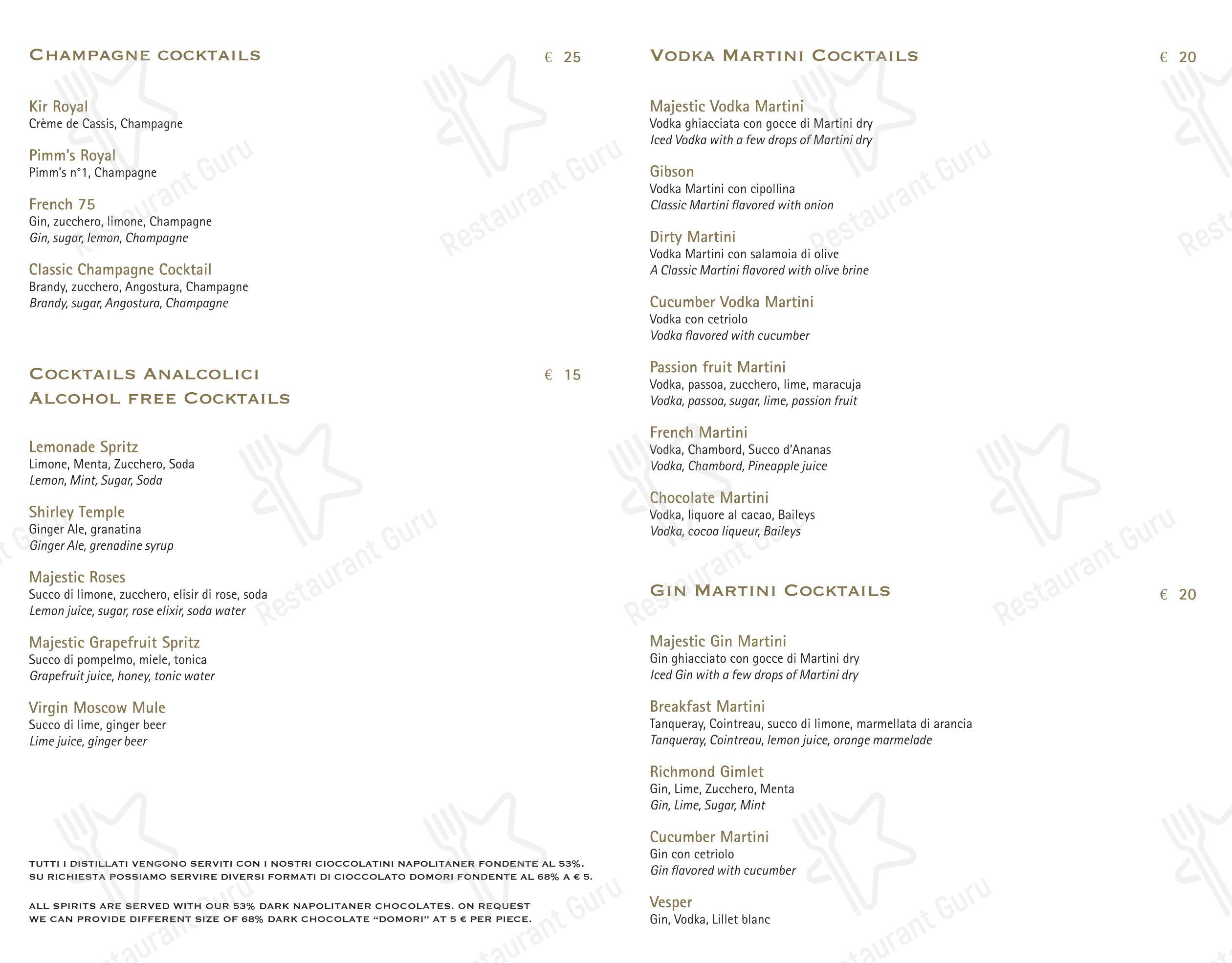 Menu di I Carracci - piatti e bevande