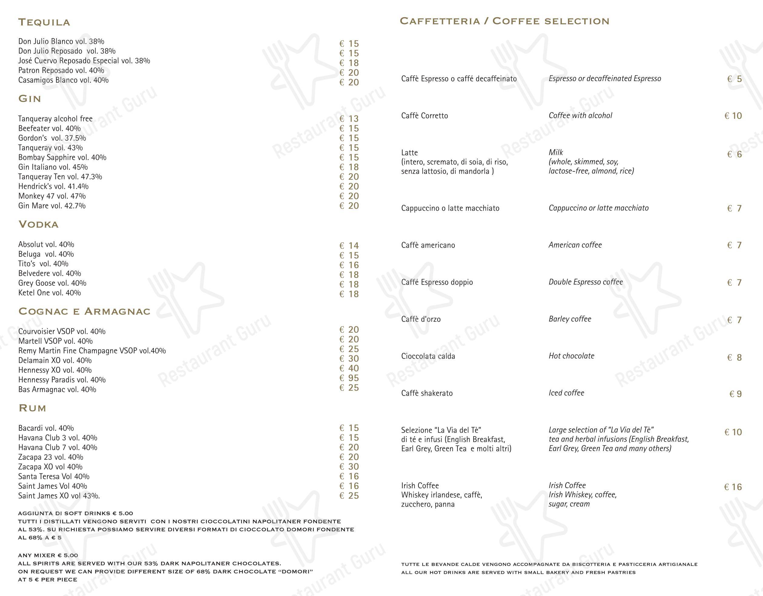 Menu per I Carracci ristorante