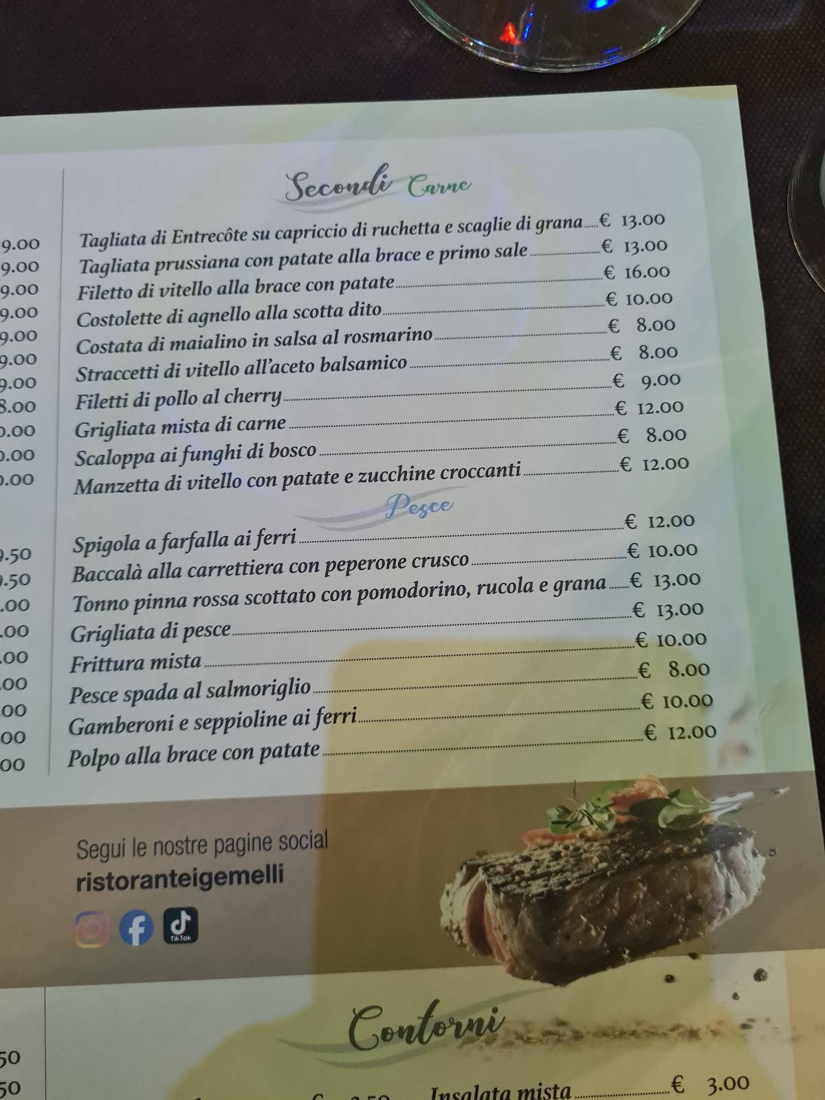 Menu di I Gemelli 