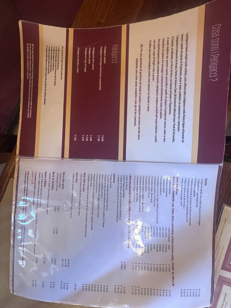 Menu di I Panigacci 