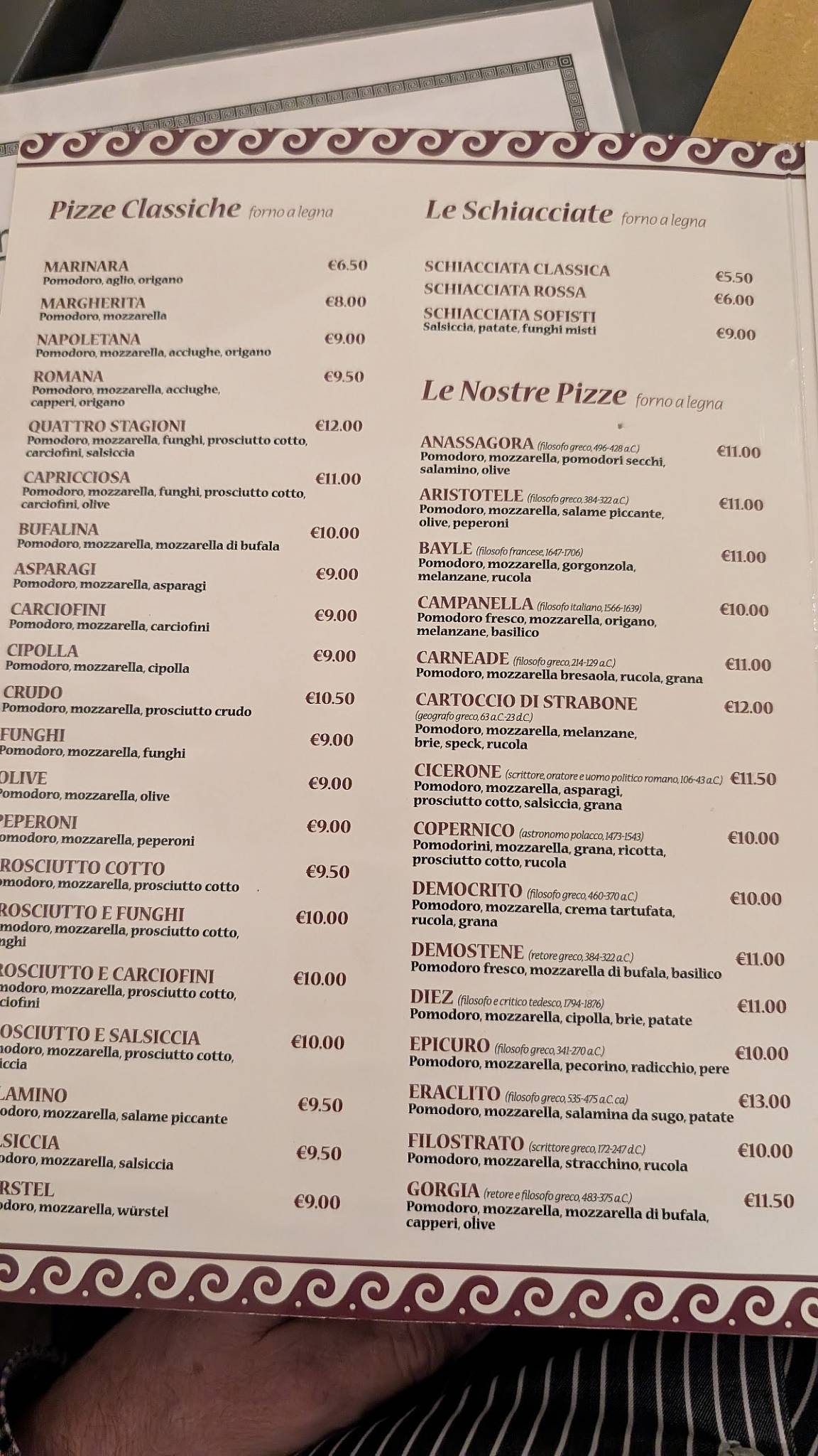 Menu di I Sofisti 