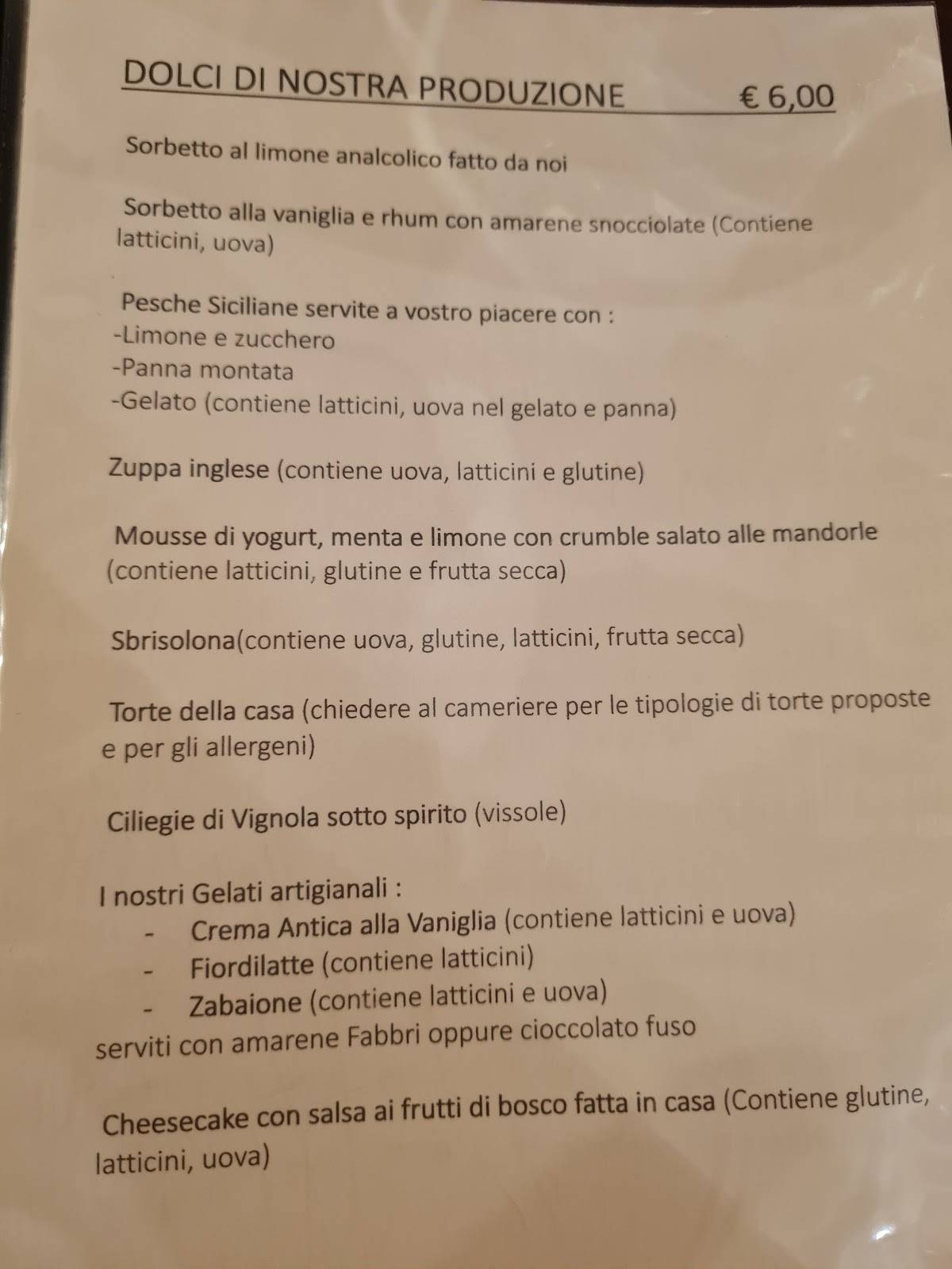 Menu di I Tri Siochett - Ristorante Trattoria 