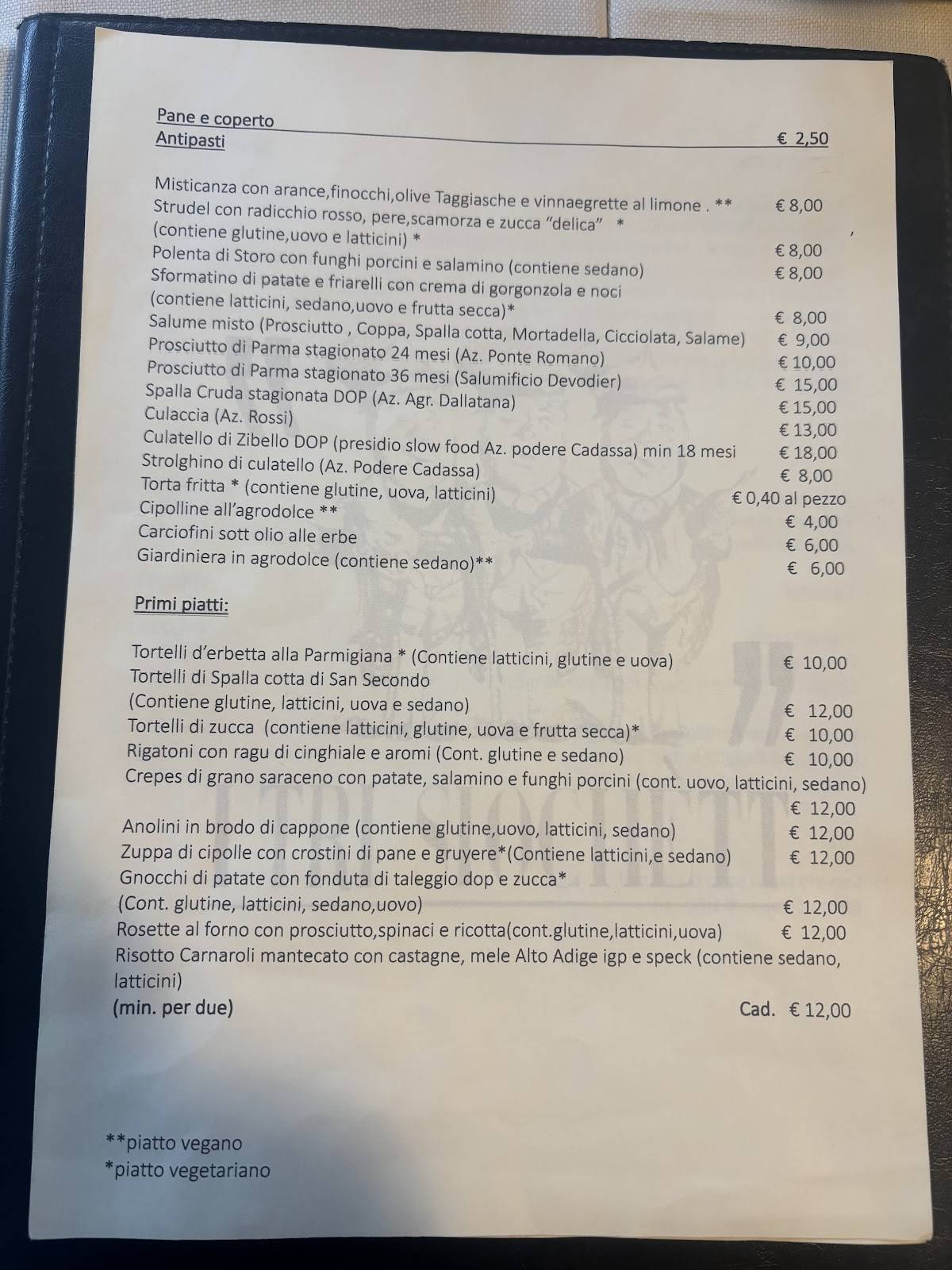 Menu di I Tri Siochett - Ristorante Trattoria 
