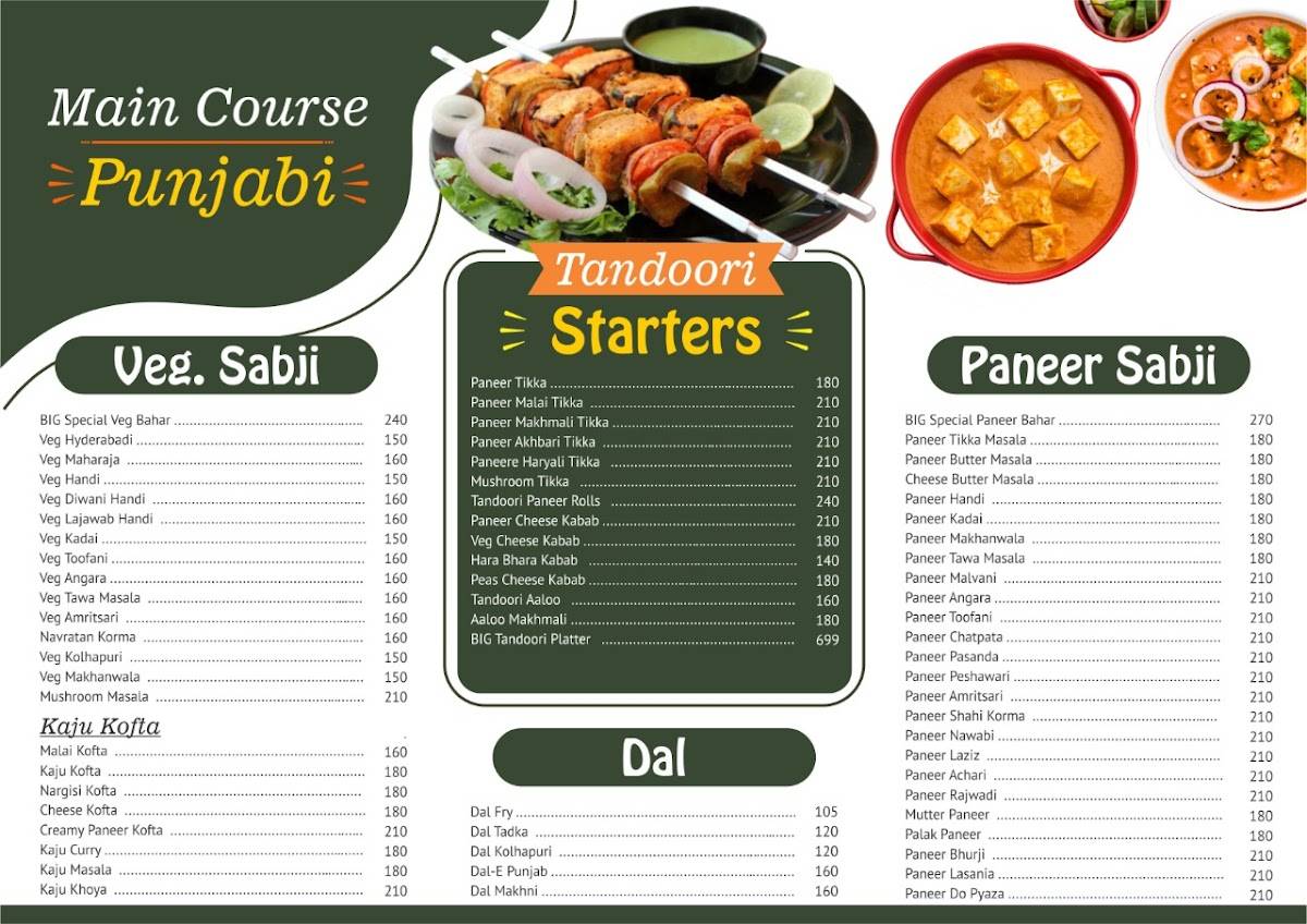 ICB's BIG FOODIES menu