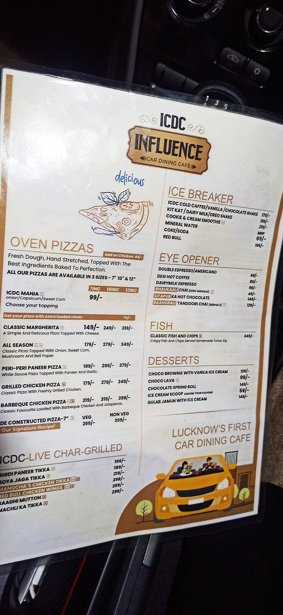ICDC-Influence Car Dining Cafe menu