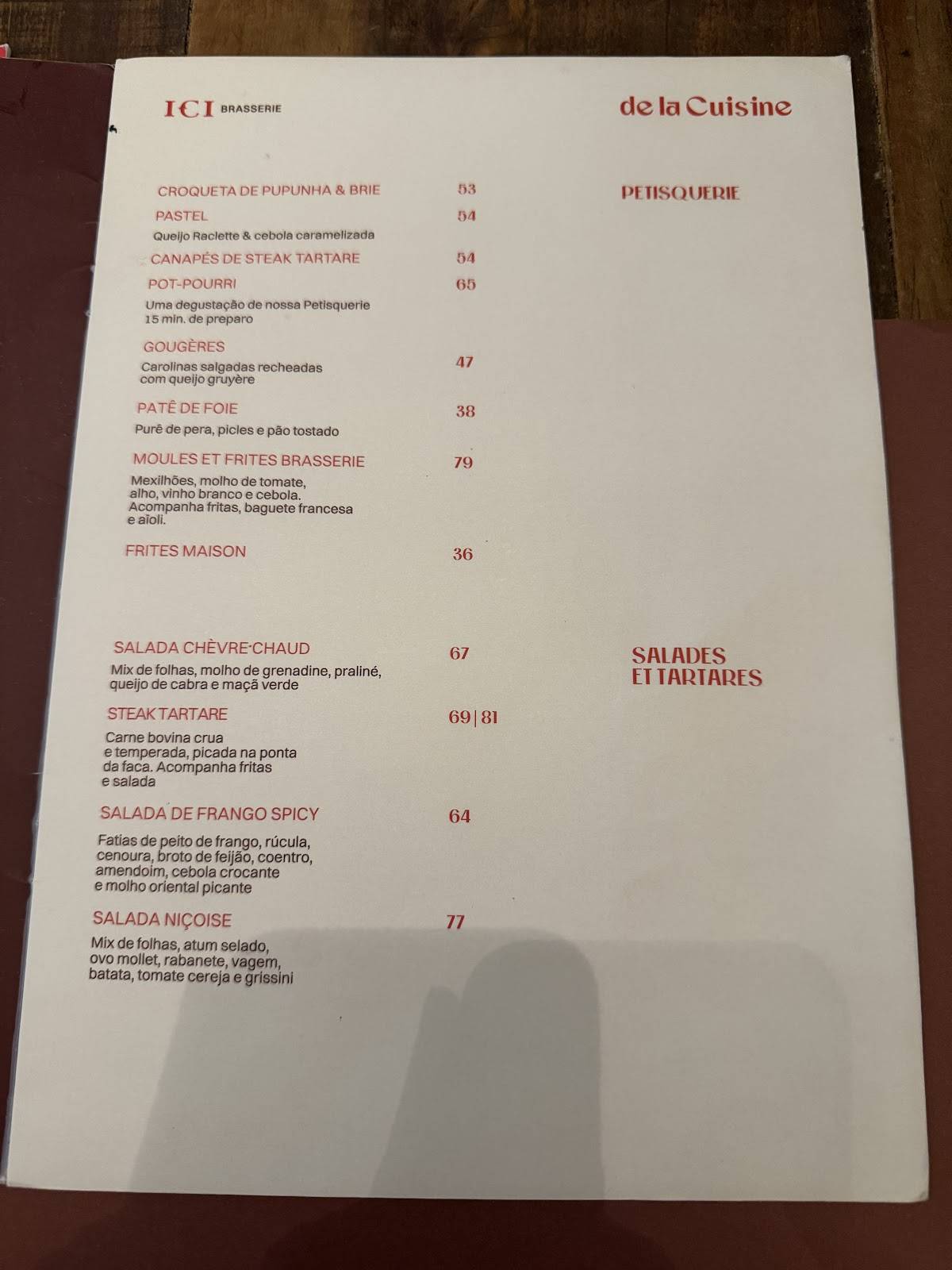 ICI Brasserie - Shopping JK Iguatemi cardápio