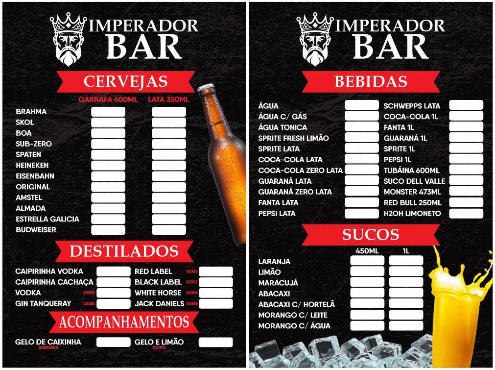 IMPERADOR BAR BAURU cardápio