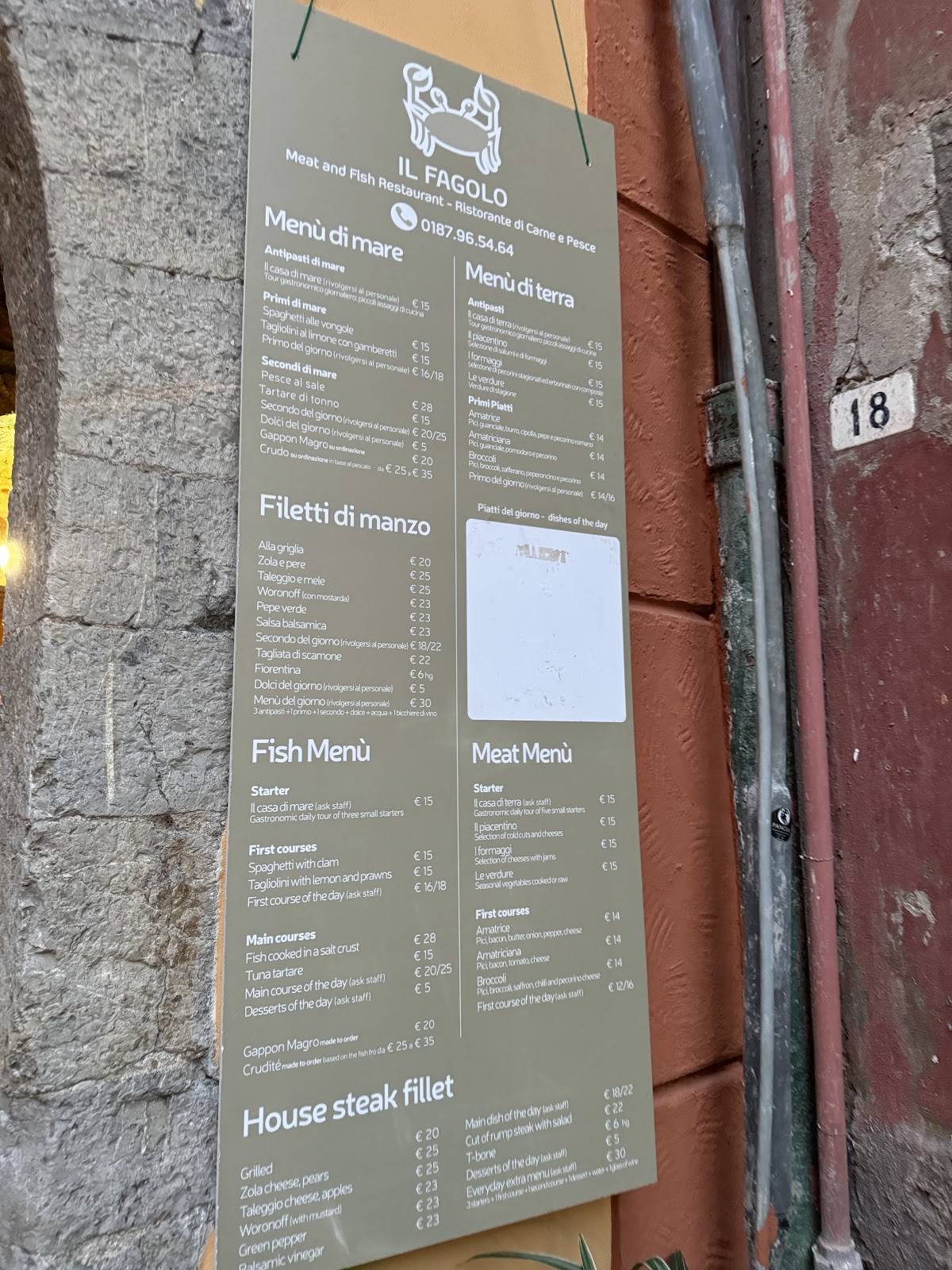 Menu di Il Fagolo 
