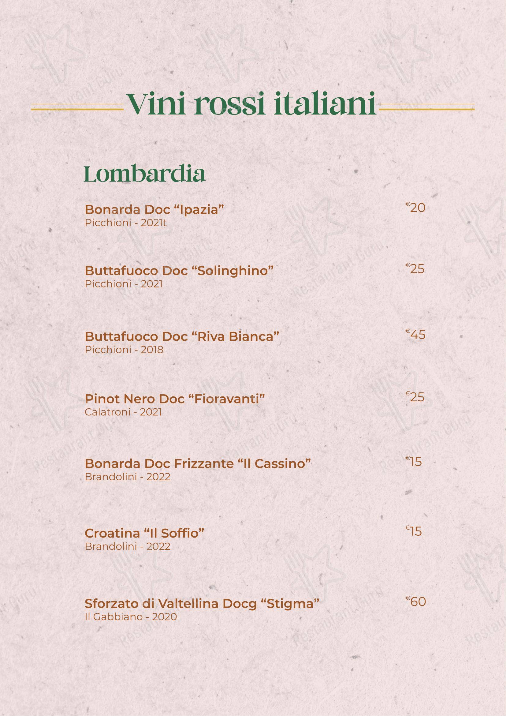 Menu bar per Il Giardino di San Genesio ristorante