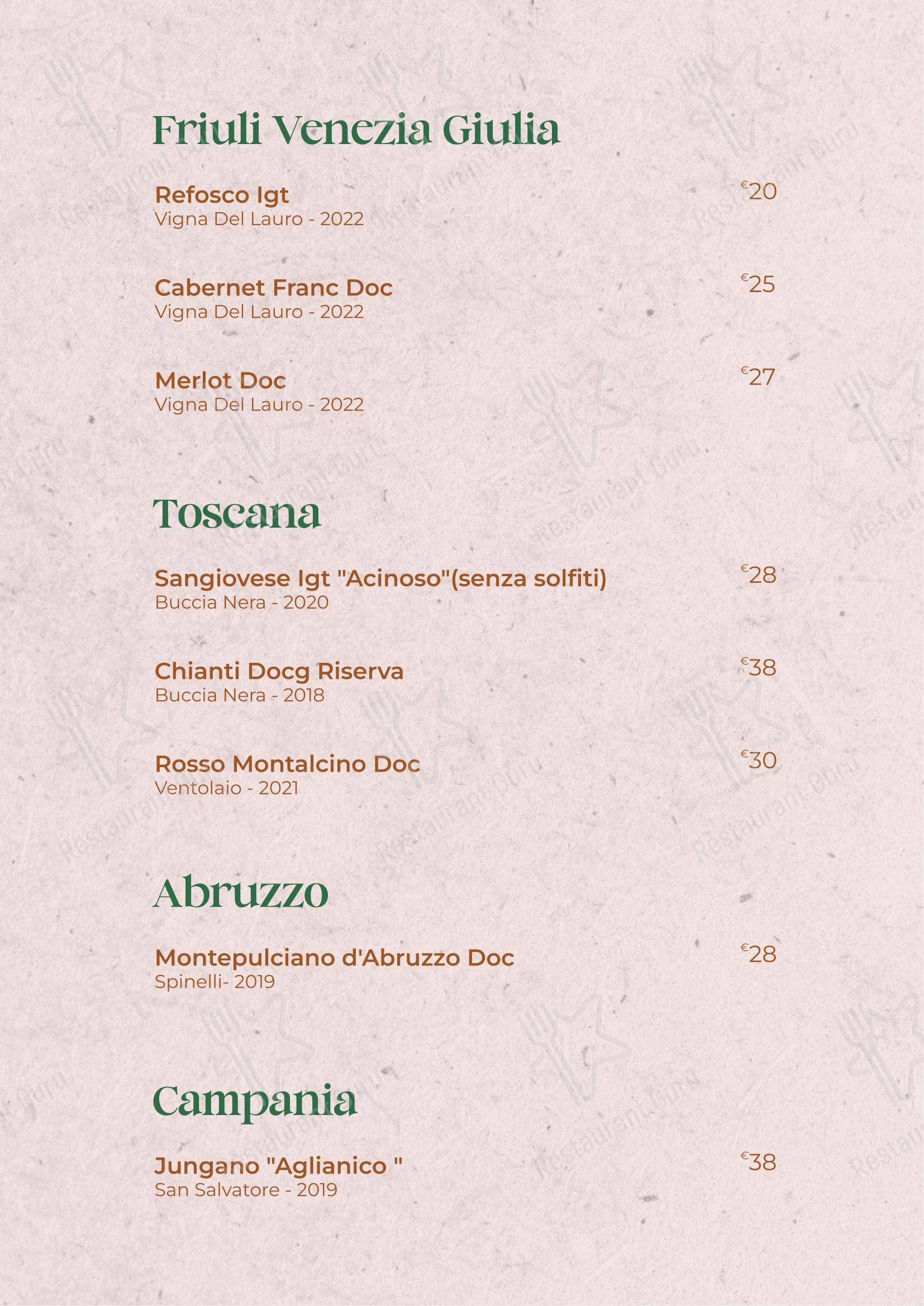 Menu bar per Il Giardino di San Genesio ristorante