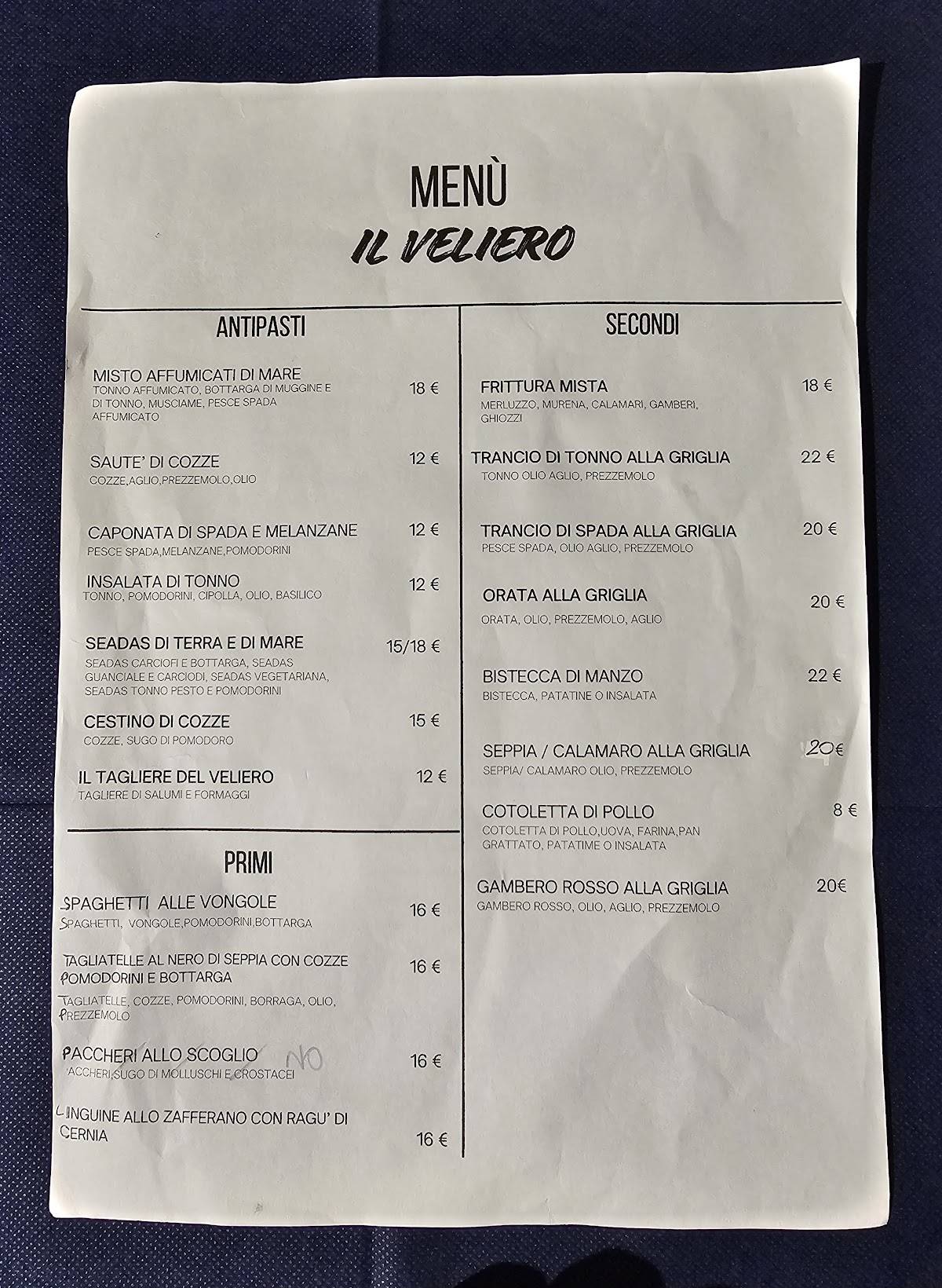 Menu di Pizzeria Il Veliero 