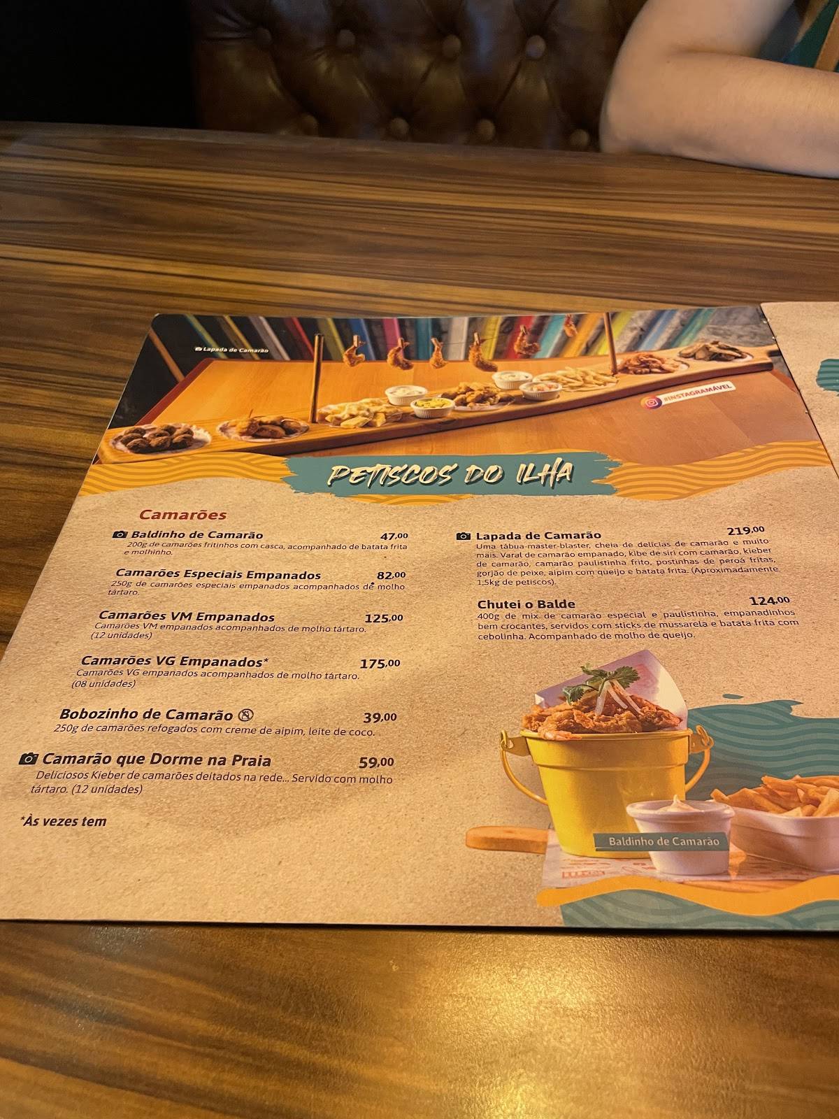 Ilha do Caranguejo - Vitória cardápio
