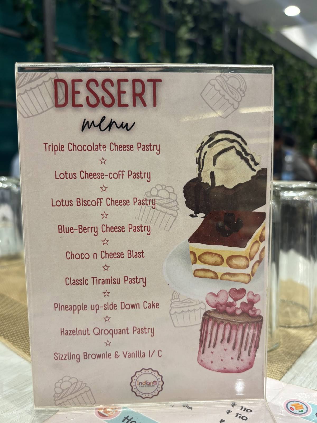 Indiana Cake Boutique menu