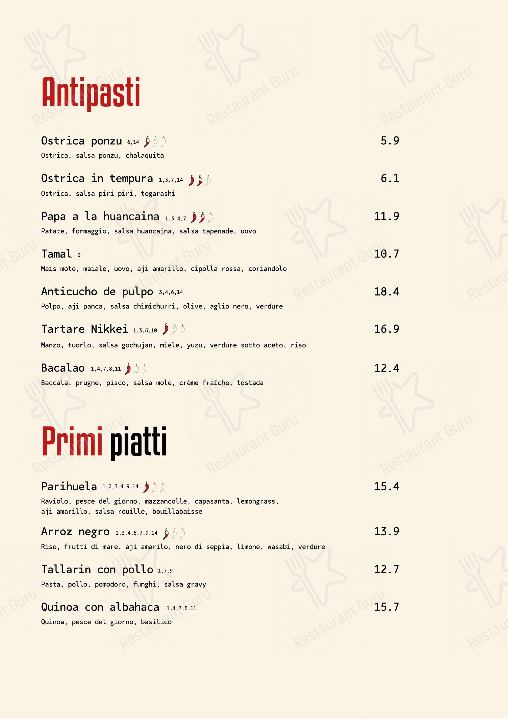 Inka - Cucina Peruviana & Pisco Bar in Verona - Menu