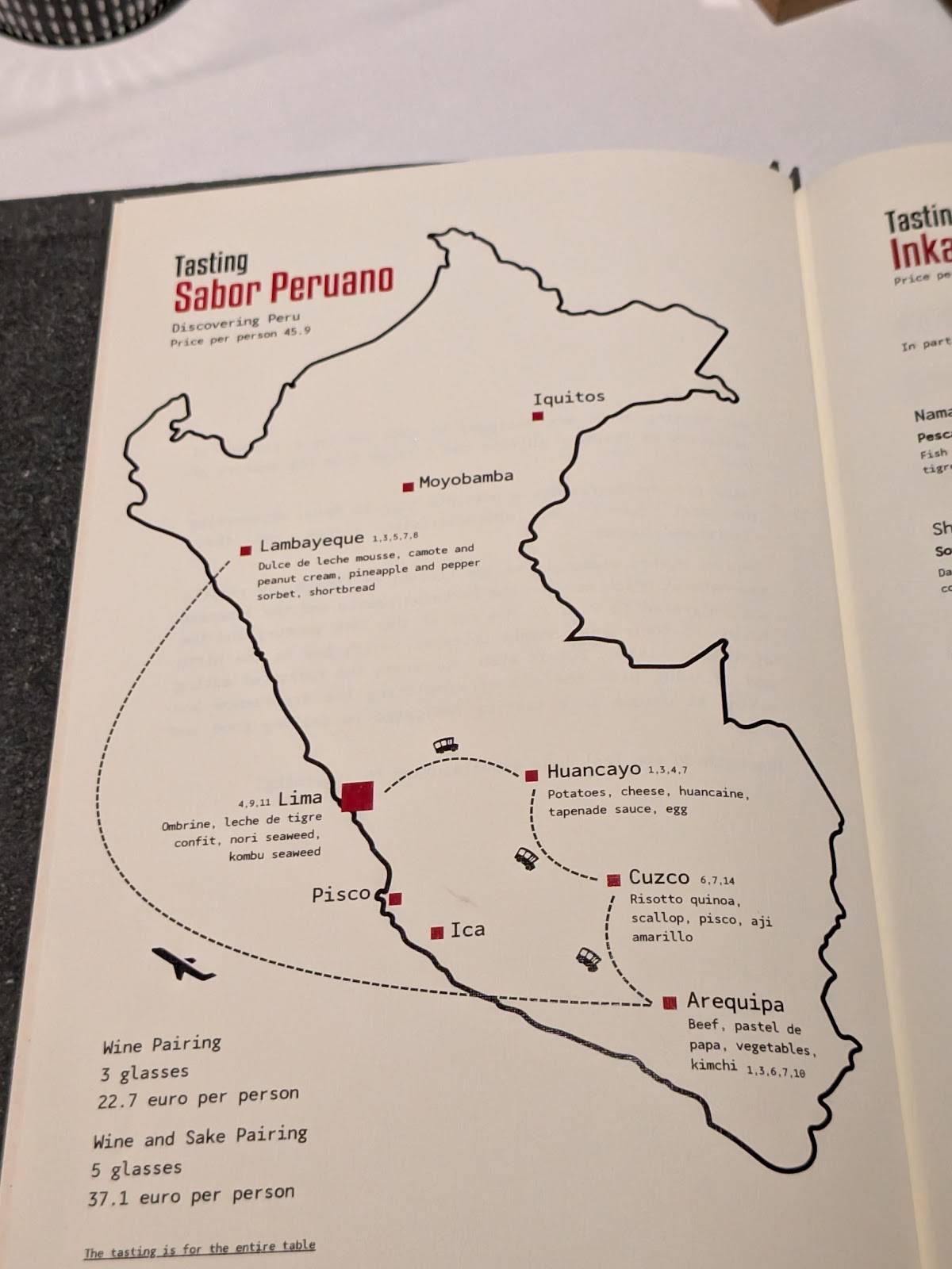 Menu di Inka - Cucina Peruviana & Pisco Bar 