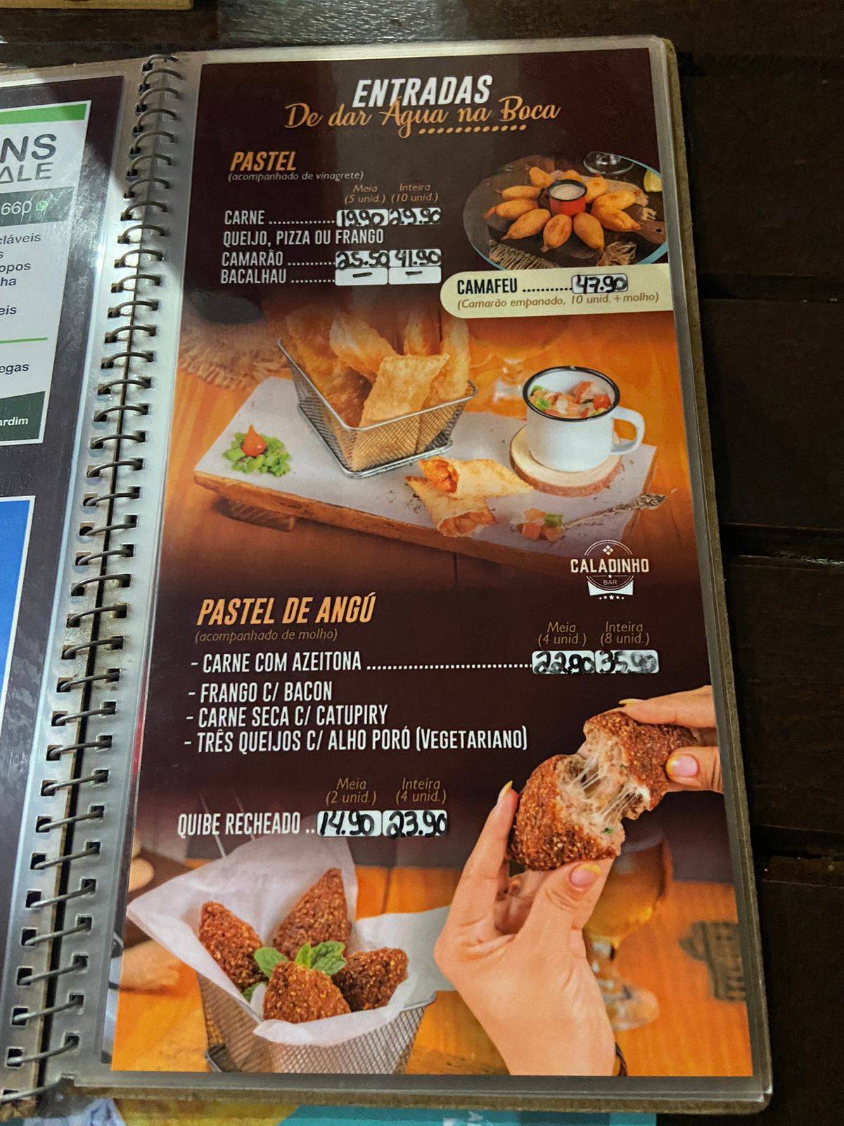 Caladinho Bar cardápio