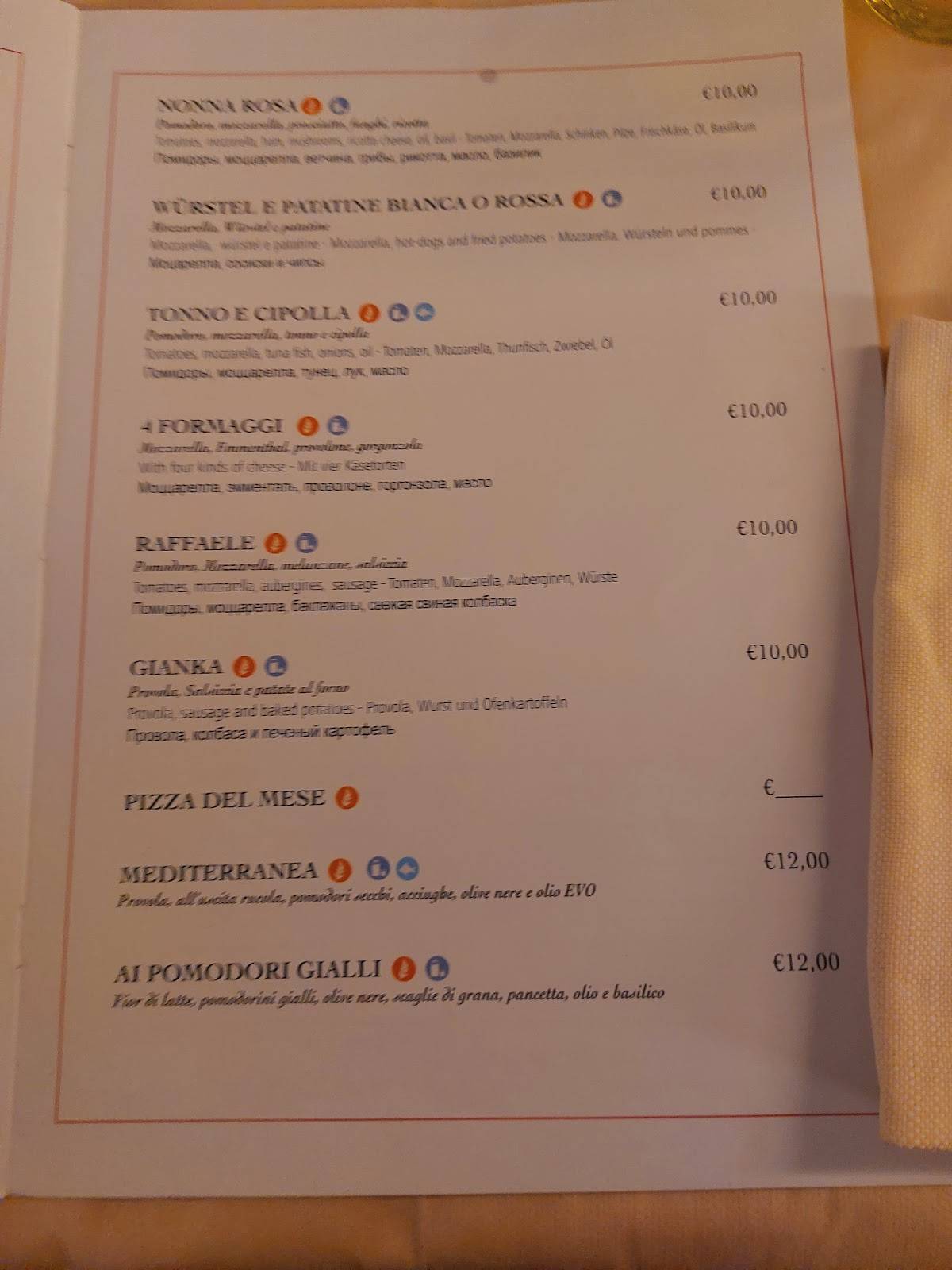 Menu di Ristorante Pizzeria da Raffaele 