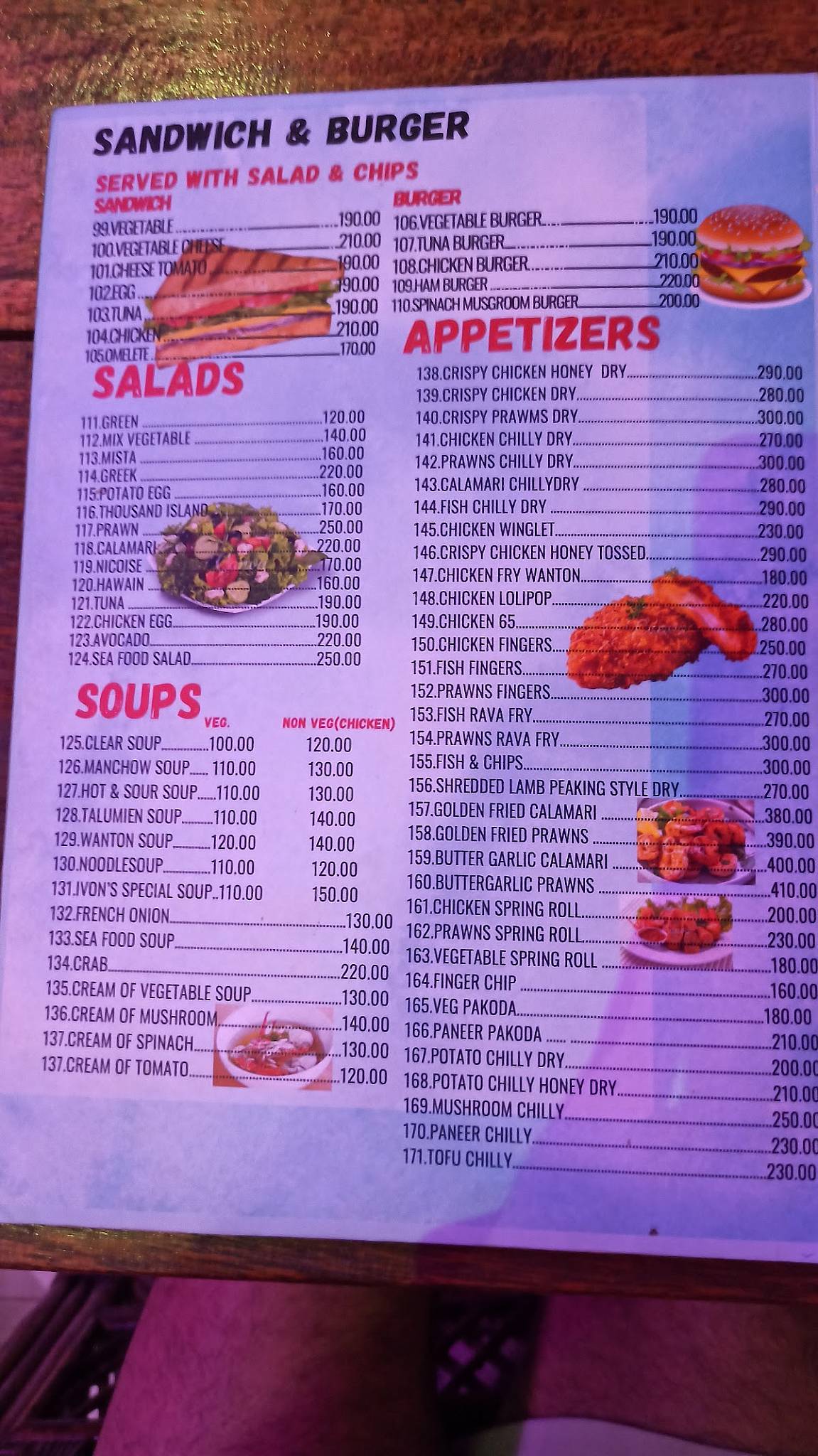 Ivon's Restaurant menu