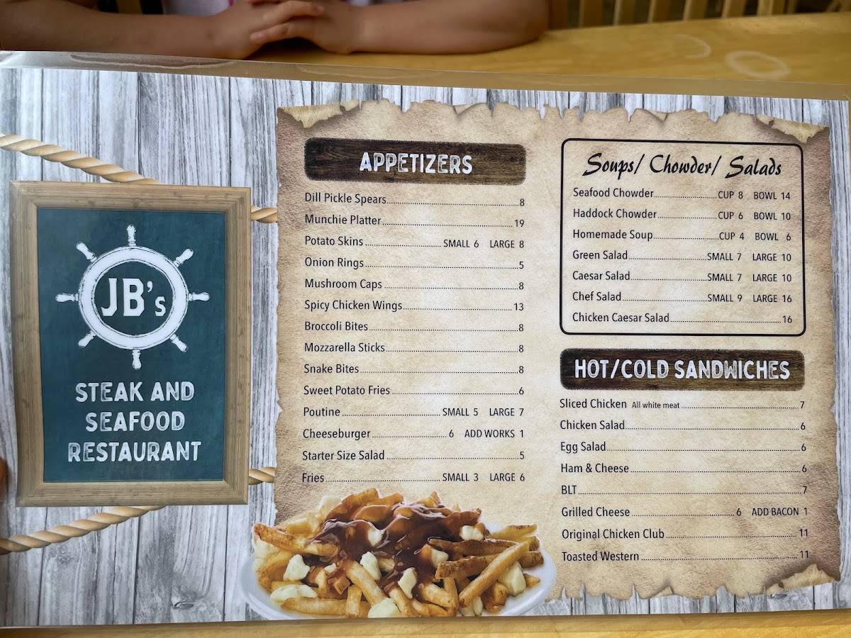 Menu at JB'S Steak and Seafood Restaurant, Barrington Passage