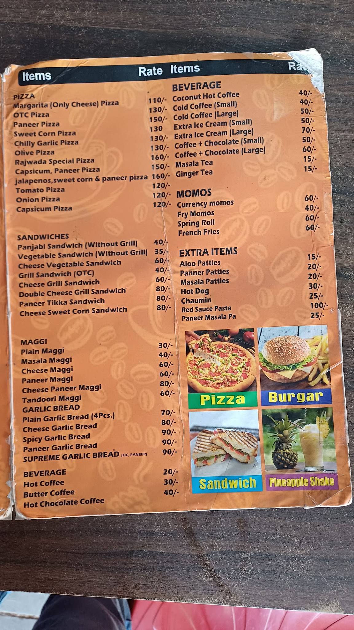 RAJWADA cafe & bakers menu