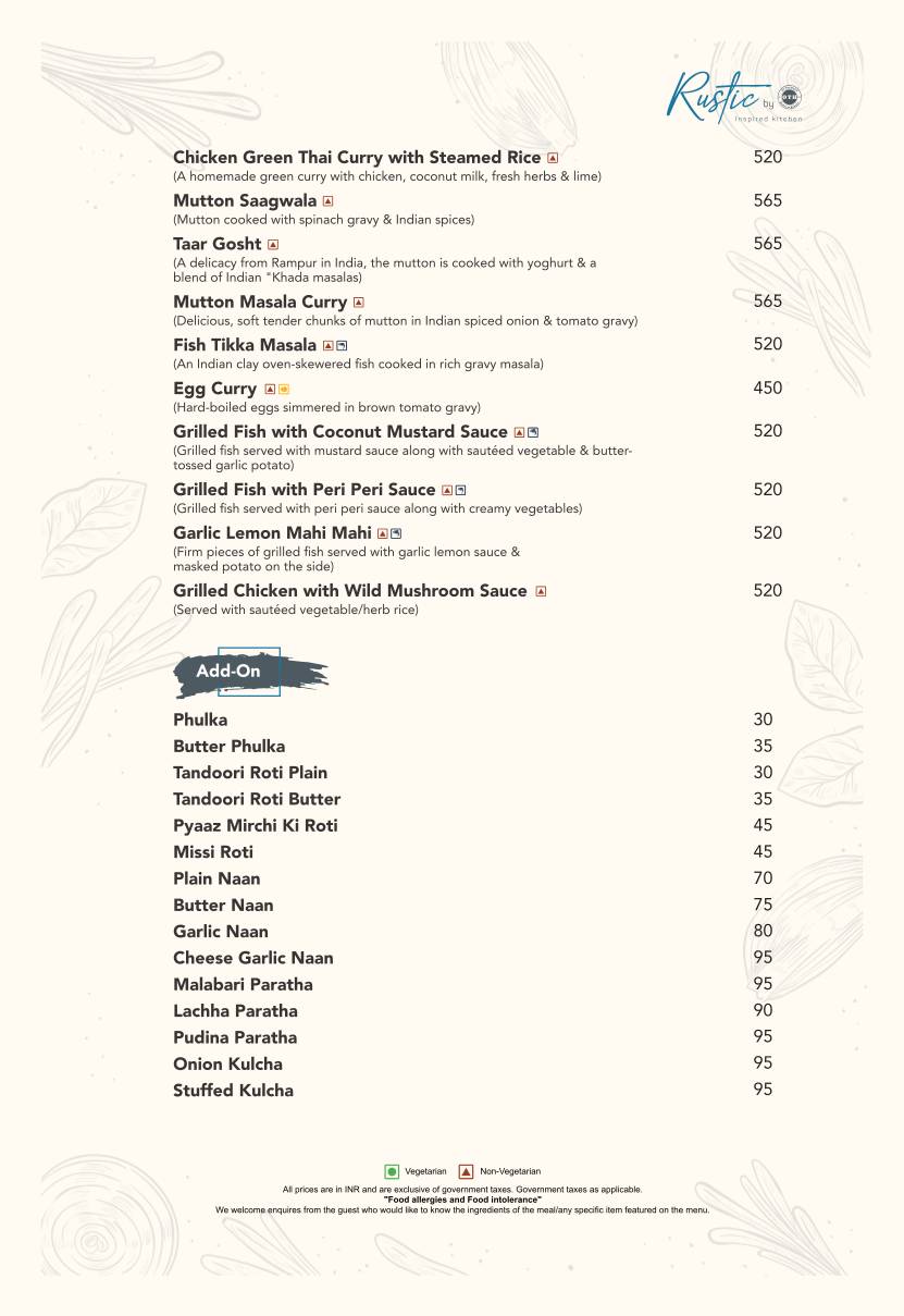 Rustic by OTH menu