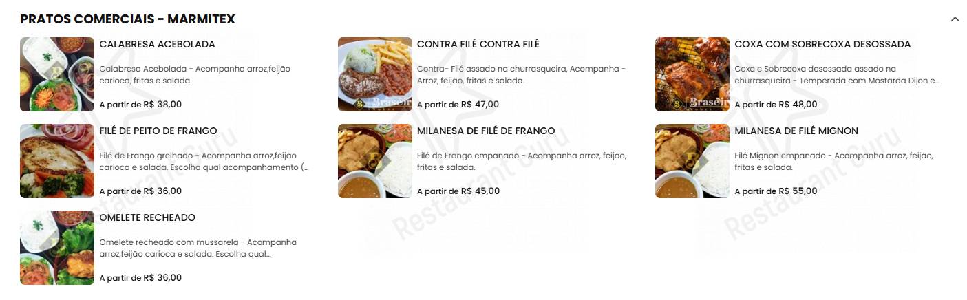 Braseiro Nobre menu