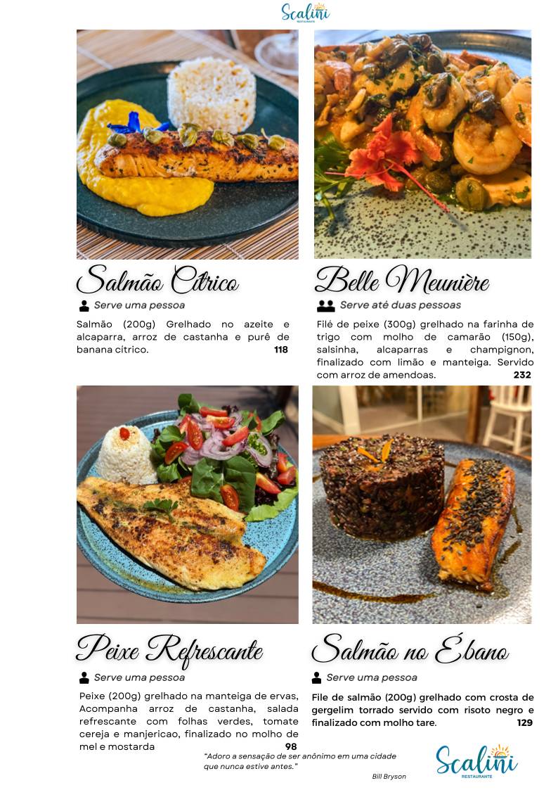 Scalini Restaurante cardápio